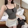 Thai Spice Girl Sexy Blue and White Striped Suspender Vest Women's Summer Unique and Beautiful Super Good-looking Sleeveless Off-Shoulder Top