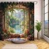 Scenic Window Shower Curtain: Rustic, Nature-Inspired Bathroom Decor for Peaceful, Tranquil Ambiance and Serene Views