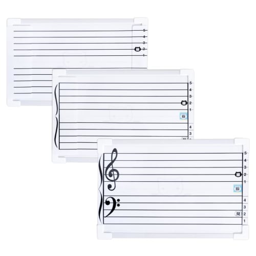 Mini Musical Staff Whiteboard / 300mm W x 200mm H / Wall-Mounted / Whiteboard with Musical Staff and Note Magnets, Ideal for Beginners, Self-Study, an