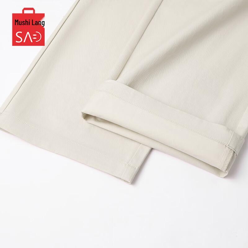 MUSHILANG Men's 100% Cotton Loose Straight Casual Drawstring Pants