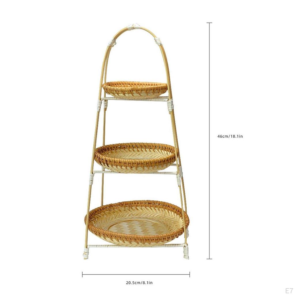 Bambuskorb Tablett Obstständer Servieren Handgefertigt Gewebt Aufbewahrung für Festival