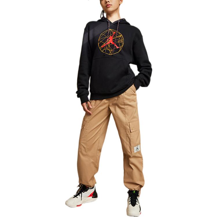 Jordan Essentials Logo Print Hoodie With Drawstring And Long Sleeves Men Hoodie Black DX6595-010