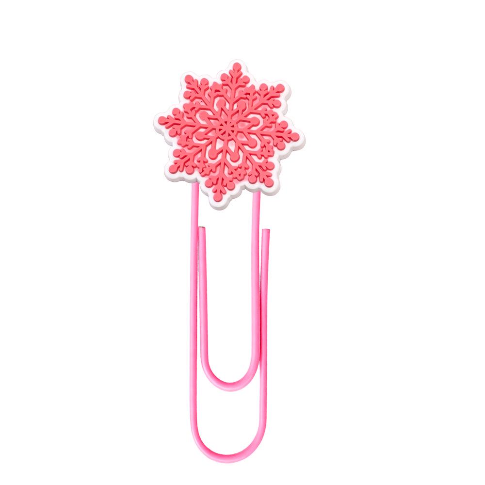 Pink Cartoon Christmas Bookmark Clips - Cute, Large, Colored Page Markers for Office Supplies