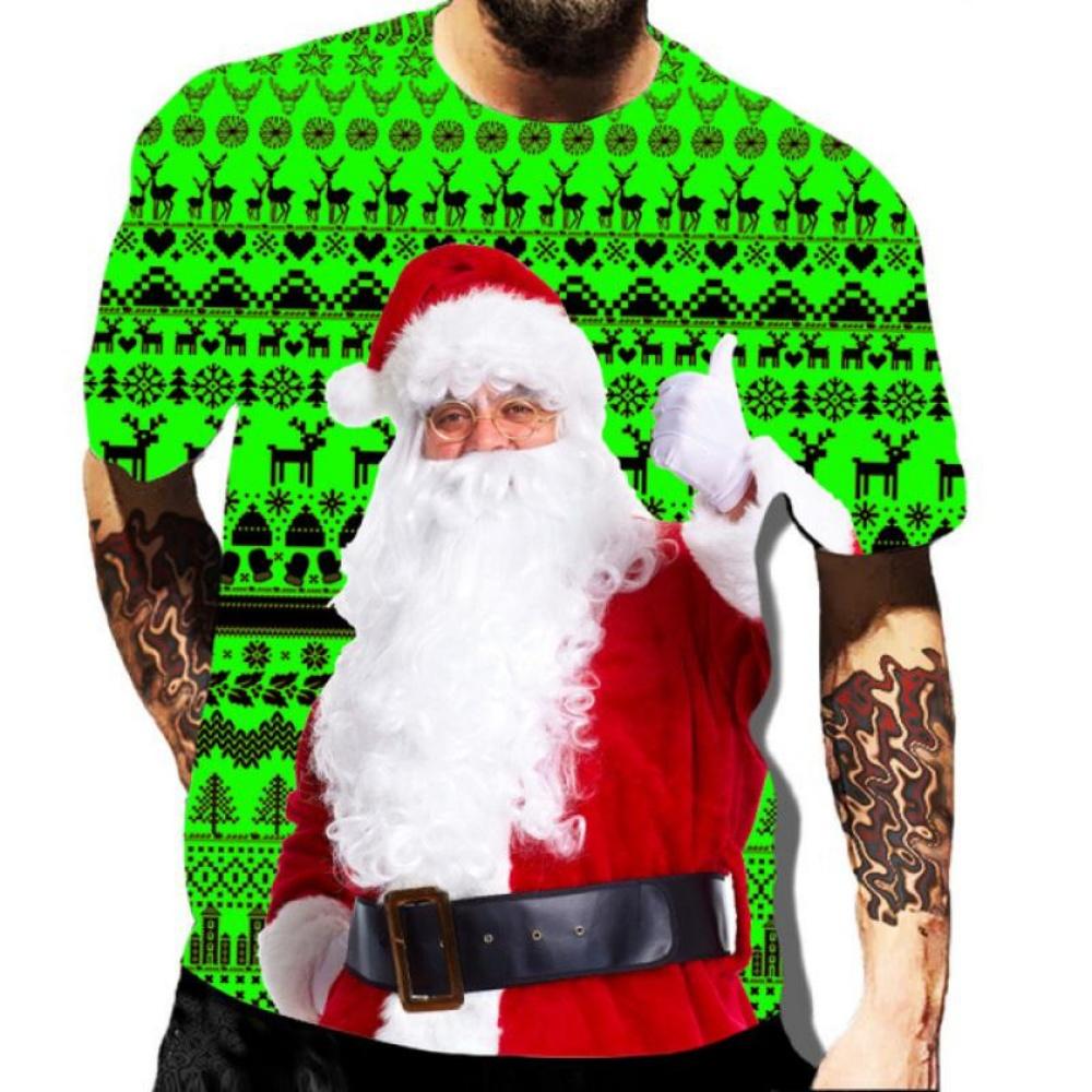 Christmas 3d Printed T-shirt Men's Fashionmen's and Women's Casual Short Sleeve Santa Claus Christmas Eve Shirt Top T-shirt