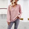 Damen Herbst Winter Langarm V-Ausschnitt Einfarbig Stricktop Pullover