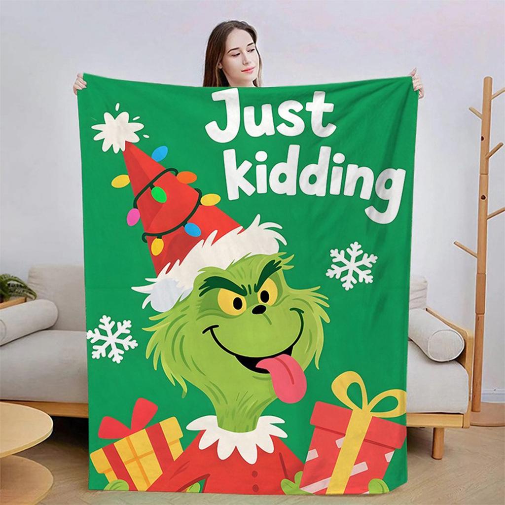 Flannel Blanket Digital Print For Midday Rest Blanket, Christmas Cartoon Air-conditioned Blanket.
