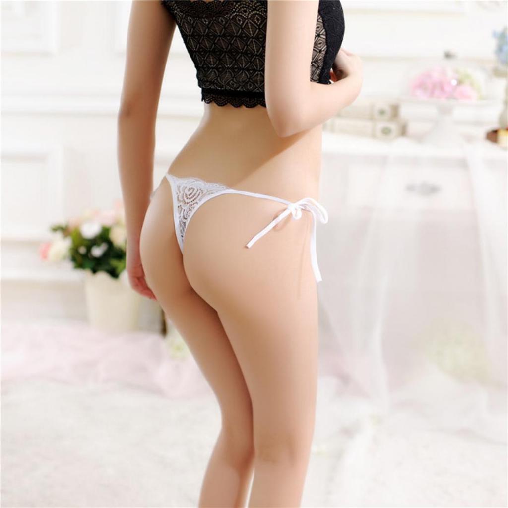 Sexy Women's Bowknot Flower Self Tie G-String Underwear Thong Panties Briefs