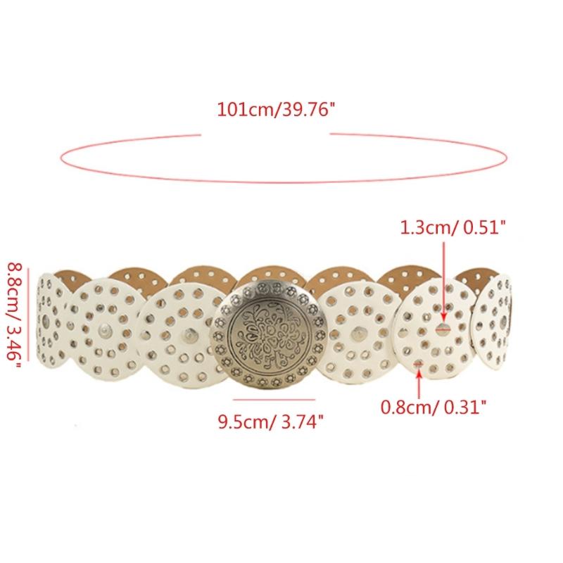 Adult Relief Round Buckle Waist Belt Adjustable Exaggerated Personality Waist Belt for Men Teenagers Coat Dress