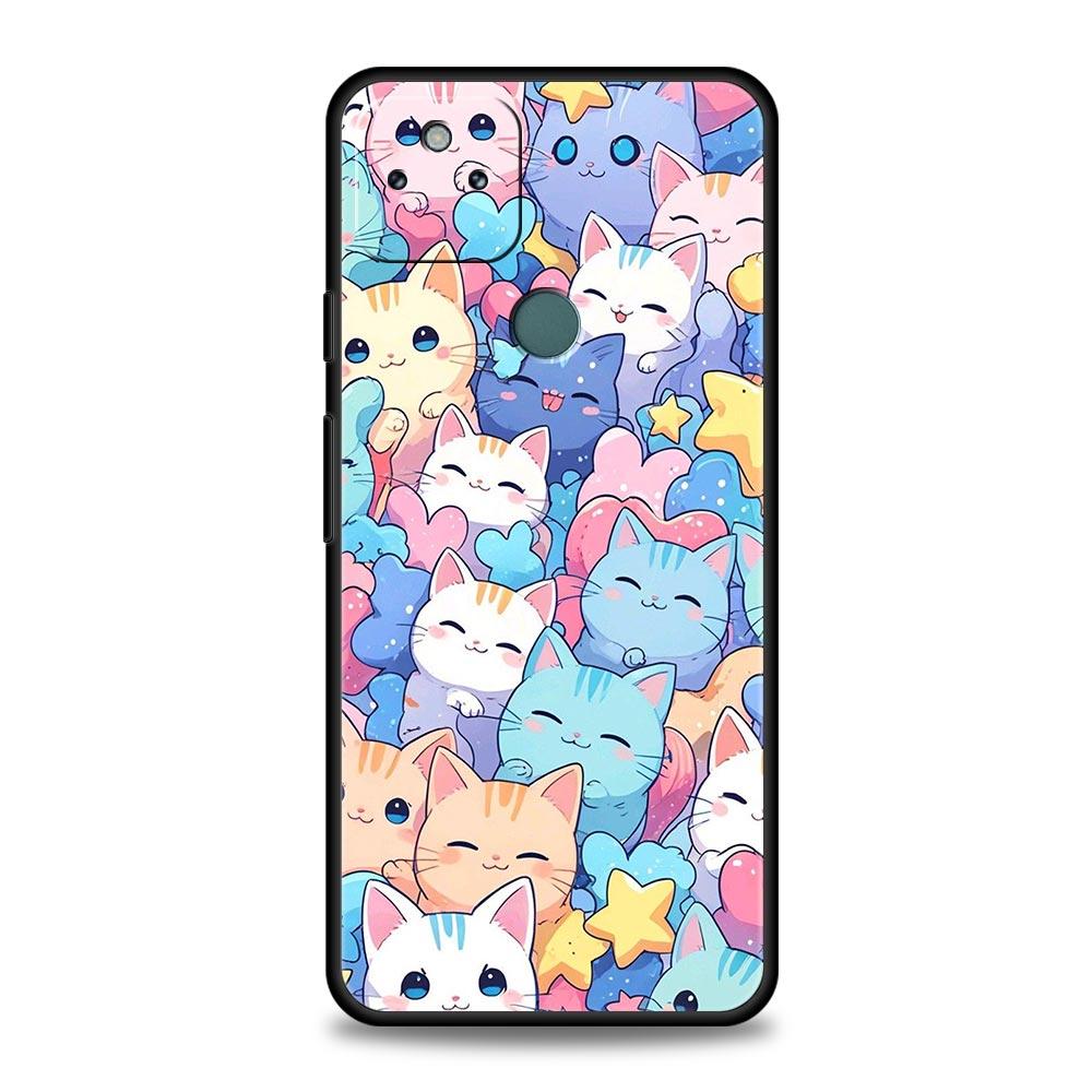 Colorful Cat Design Phone Case Cover for Google Pixel 10 9 8 7 6 9A 8A 7A 6A Pro Shockproof Soft TPU 9 Pro XL Shell Capas Fundas