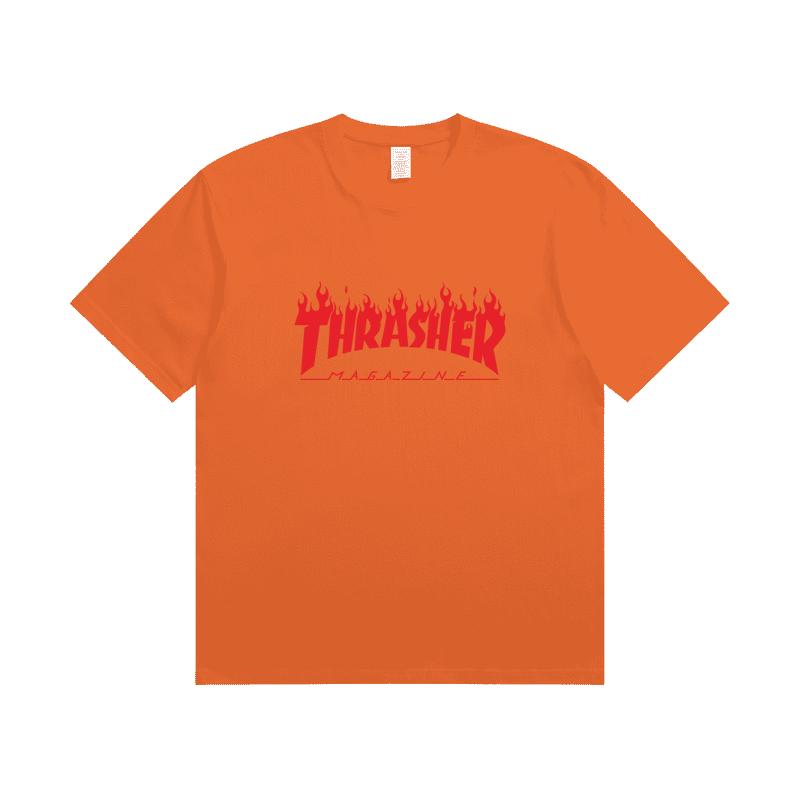 A1-03 Letnia Koszulka z Czerwonym Nadrukiem Thrasher Męska Damska Bawełniana Oversize Krótki Rękaw Casualowa Streetwearowa Koszulka Top