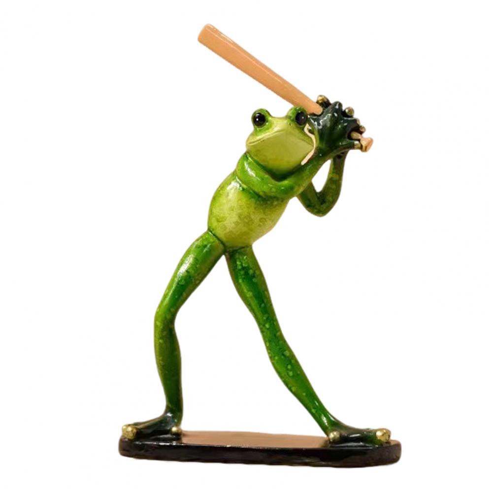 Cartoon Couple Frog Figurine Yoga Frog Statue Resin Sports Frog Sculpture Home Office Desktop Decoration Ornament