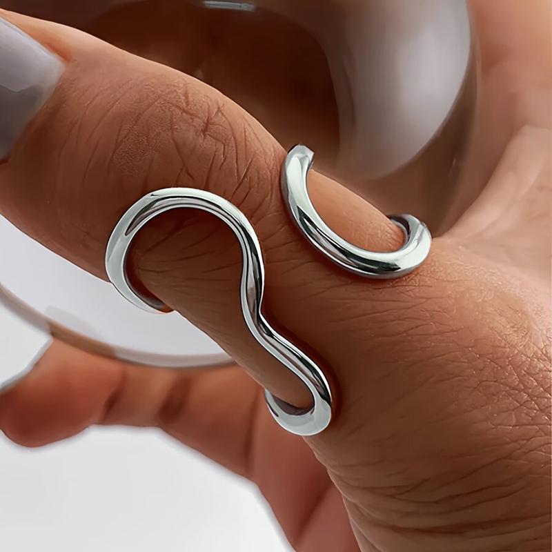 

Huitan Simple Metal Line Open Ring for Women Adjustable Finger Zircon Copper Color/Gold Color Accessories for Daily Life resizable