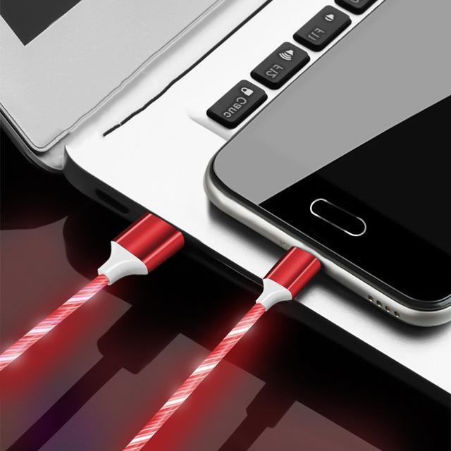 Luminous Fast-Charging Data Cable with Colorful Flowing Light for Huawei, Apple, and Android Type-C Devices