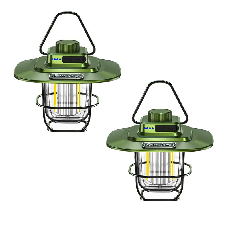 LED Decorative Hanging Lights Waterproof Retro Camping Tent Light Battery Indicator with Hook Dimmable for Outdoor Equipment