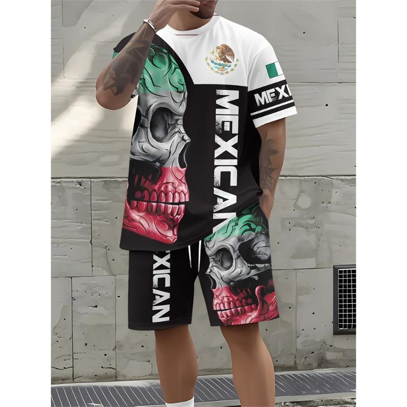 Set Estivo Casual da Uomo con T-shirt e Pantaloncini Abbigliamento Sportivo Due Pezzi Stampa 3D di Ancora Moda Stile Hawaiano Street Single