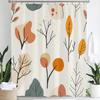 1Pc Autumn Leaf Print Polyester Shower Curtain Bathroom Decoration Curtain,Hanging Curtain With Hooks Machine Washable