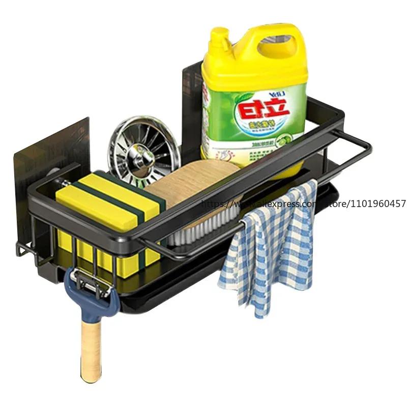 Raum Aluminium Küche Lagerung Rack Waschbecken Abfluss Rack Schwamm Organizer Hängen Seife Abtropffläche Regal Korb Bad Shampoo Regale