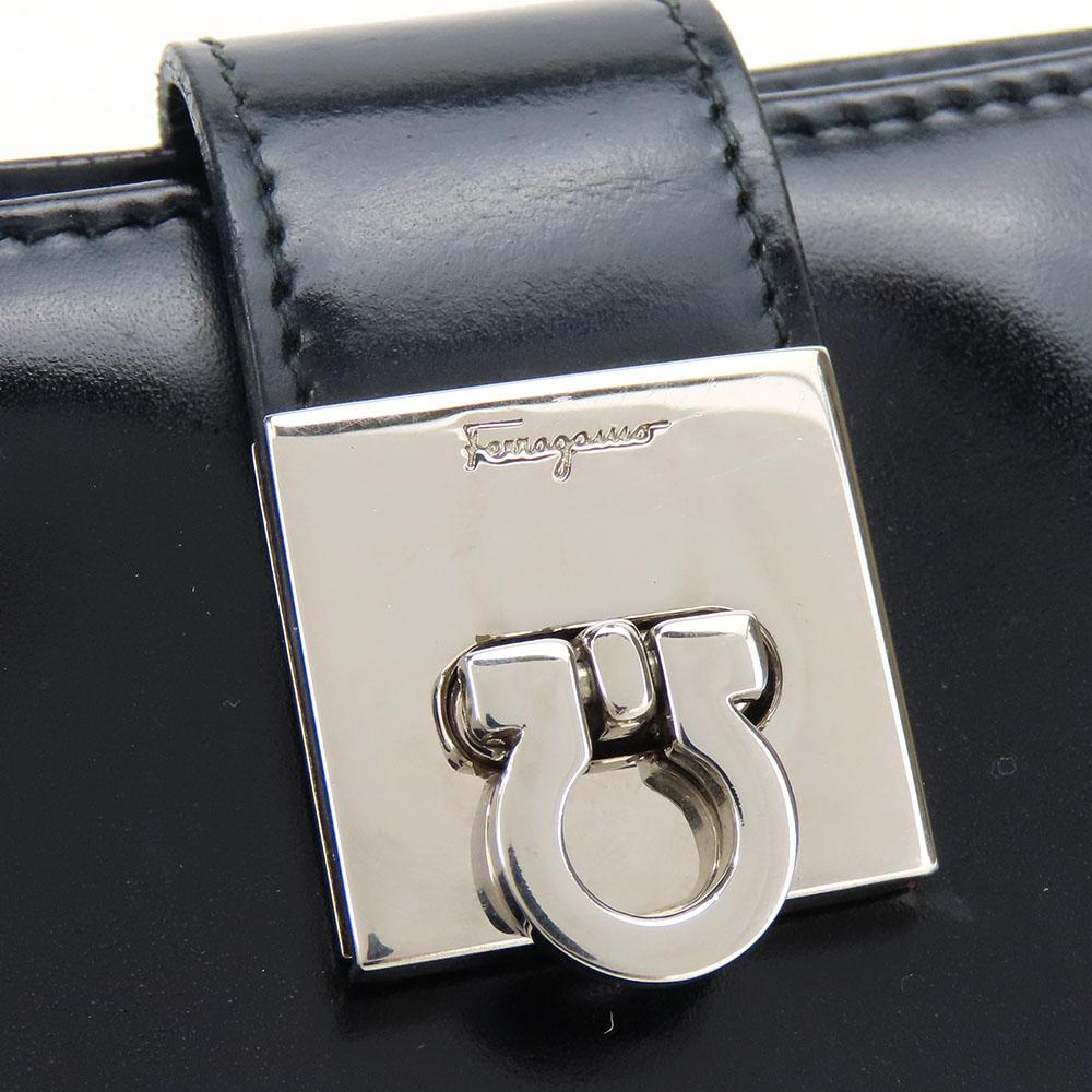 Used Salvatore Ferragamo Purse IE229238 Gancini Calfskin black Bifold Wallet