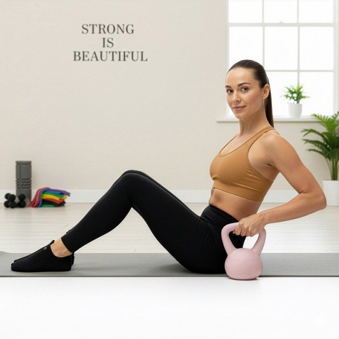 Kettlebell - SPRINGOS - 4 kg - Souple - Ergonomique - Rose clair