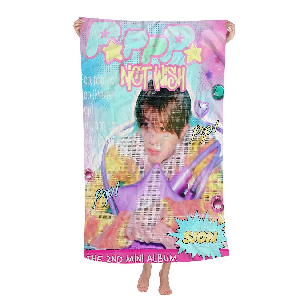 Kpop Band N-NCT W-Wish Singer Beach Towel Colorful Bath Towels For Girl Microfiber Quick Dry Sand Free Beach Yoga Spa