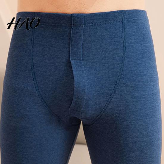 Comfortable Thermal Suit 2Pcs/Set Men Warm Outfit O-Neck Long Sleeve Top High Waist All-day Warmth Trousers Set Solid Color Slim Fit Breathable Bottom