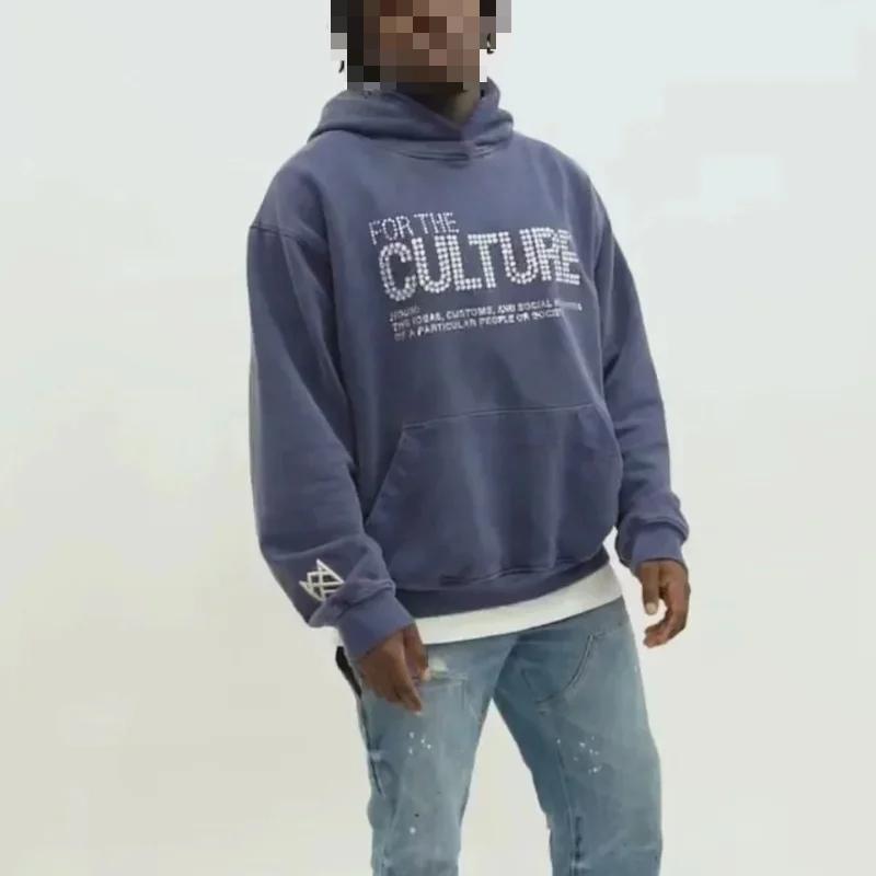 Europäischer und amerikanischer Heißprägedruck im Herbst und Winter, lockeres und modisches Kapuzen-Sweatshirt für Herren und Damen mit Taschen