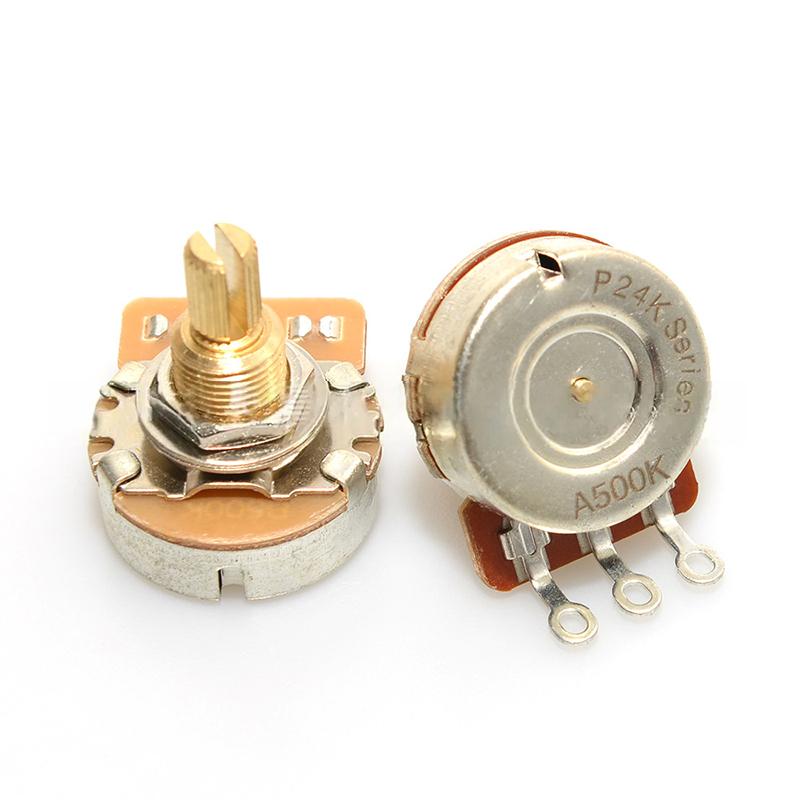 1Pcs Fine 24-Spline Brass Shaft Pots 500K/250K Long / Short Shaft Choose Guitar Potentiometers Diy Accessories