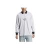 Adidas Embroidered Letter Colorblock Loose Long Sleeve Polo Shirt Men Tops Gray IM4585