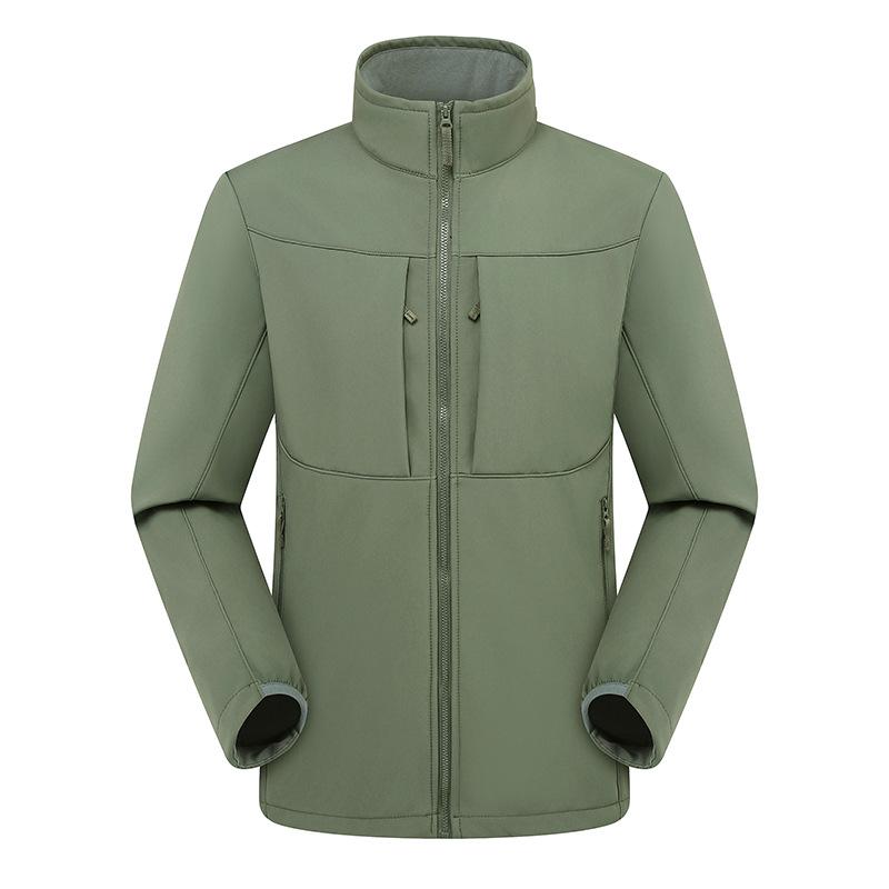 Unisex Waterproof Windproof Softshell Jacket with Stand-Up Collar for Outdoor Activities