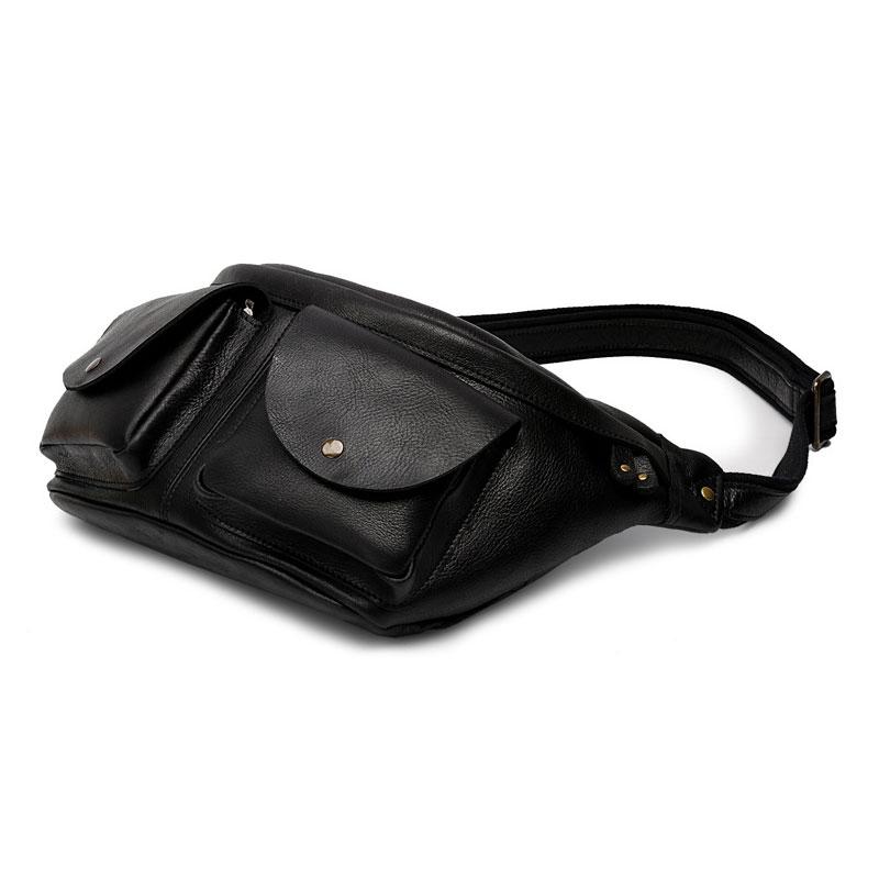 

MAHEU Large Chest Bag Genuine Leather Men s chest packs sling bag crossbody bags outdoor riding bag biking bag vintage fashion чорний