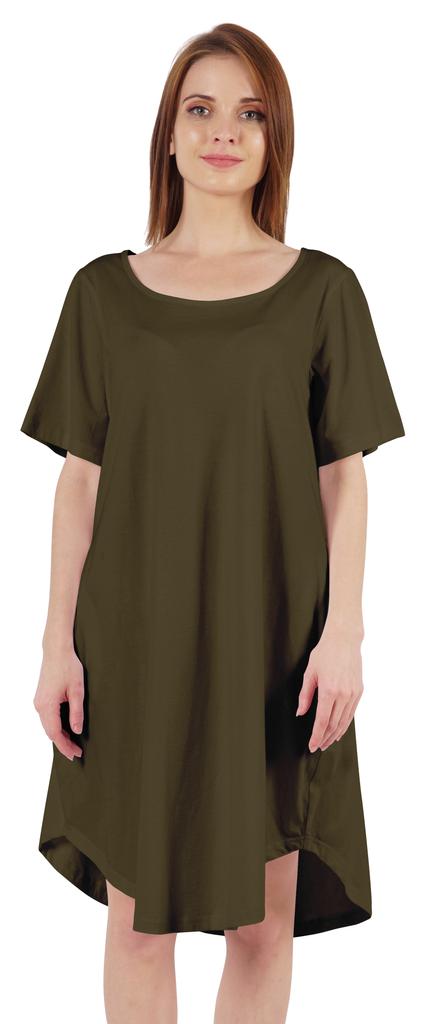 Inkmeso Noční košile pro ženy s krátkým rukávem W Noční košile s kulatým výstřihem Jersey tunika