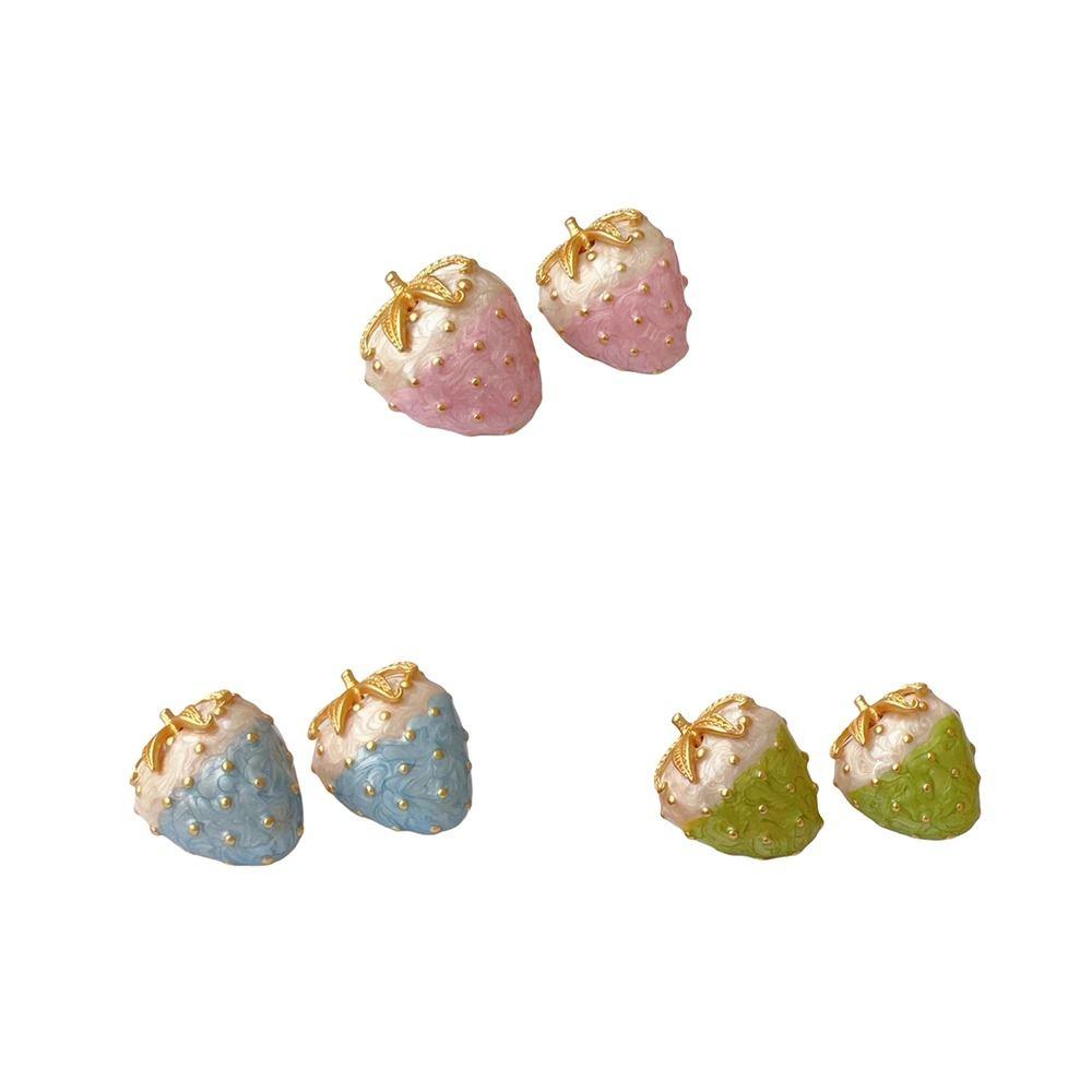 Enamel Sweet Strawberry Earring Elegant Metal Stud Earrings Strawberry-shaped Earrings Seaside