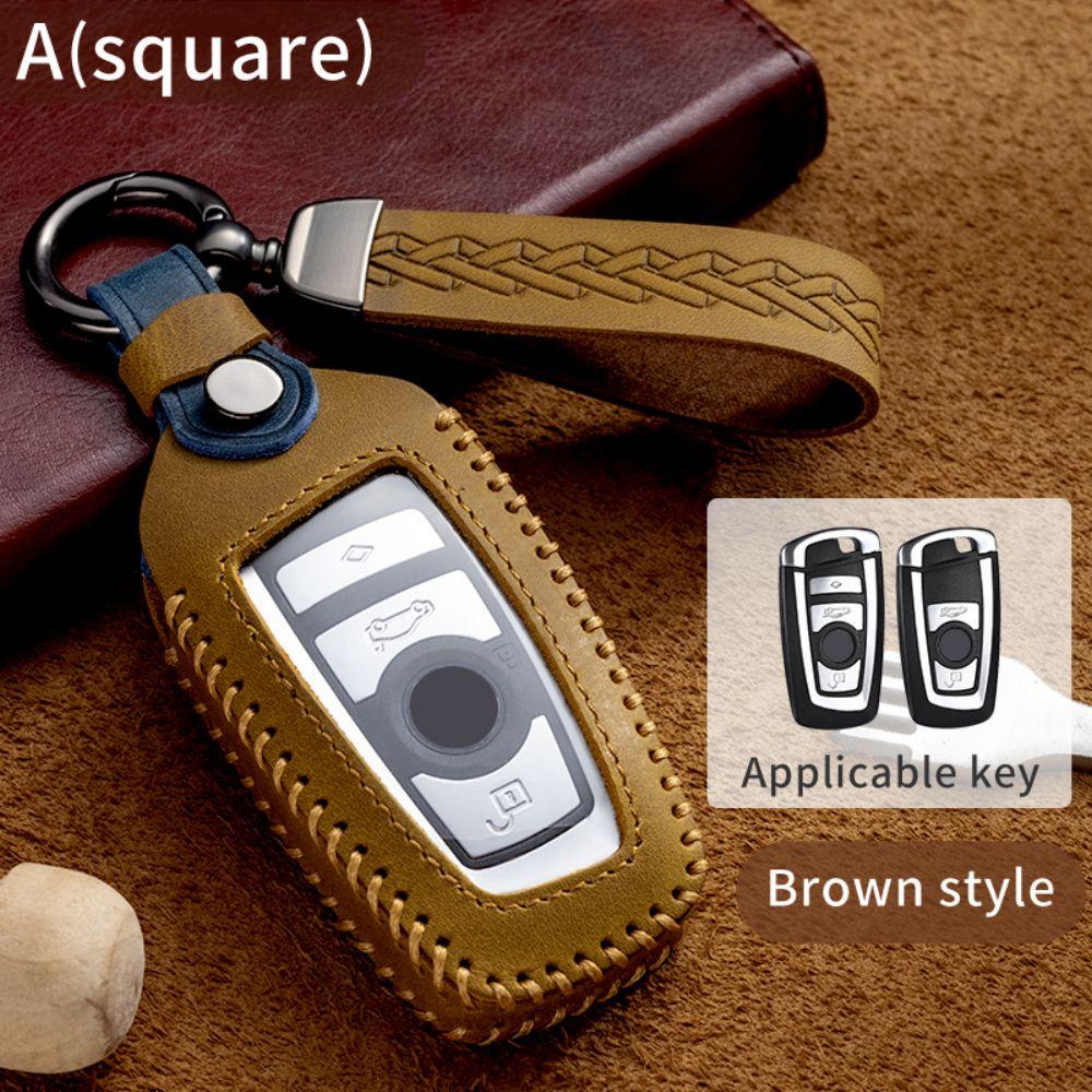 Leather Car Key Case Smart Remote Fob Protector Cover Keychain Holder for BMW 1 2 3 4 5 6 7 Series X1 X2 X3 X4 X5 X6 X7 GT M5 M6