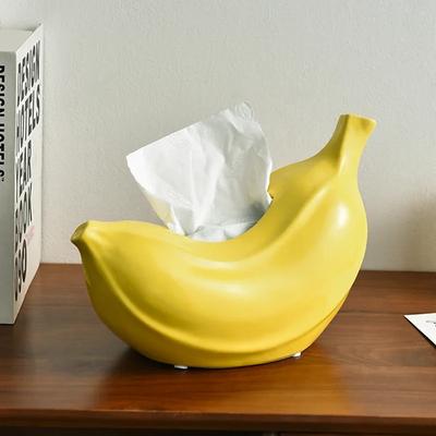 Scatole di fazzoletti in ceramica di alta qualità a forma di banana, decorazioni di lusso per soggiorno, camera da letto, ufficio, scrivania, scatola di fazzoletti unica.