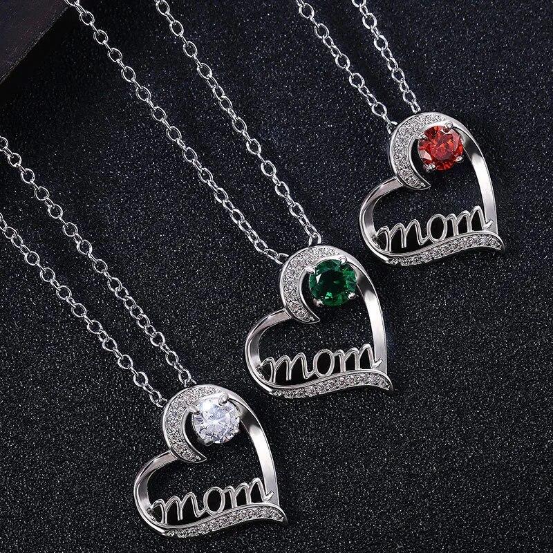 Silvery Color Mother Day Necklace For Women Mother Trendy Heart Shaped MOM Choker Chain Necklaces Charm Party Jewelry Gifts