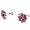 Les Trésors De Lily [J8700] - Pink 'Crystal Flowers' Silver Earrings