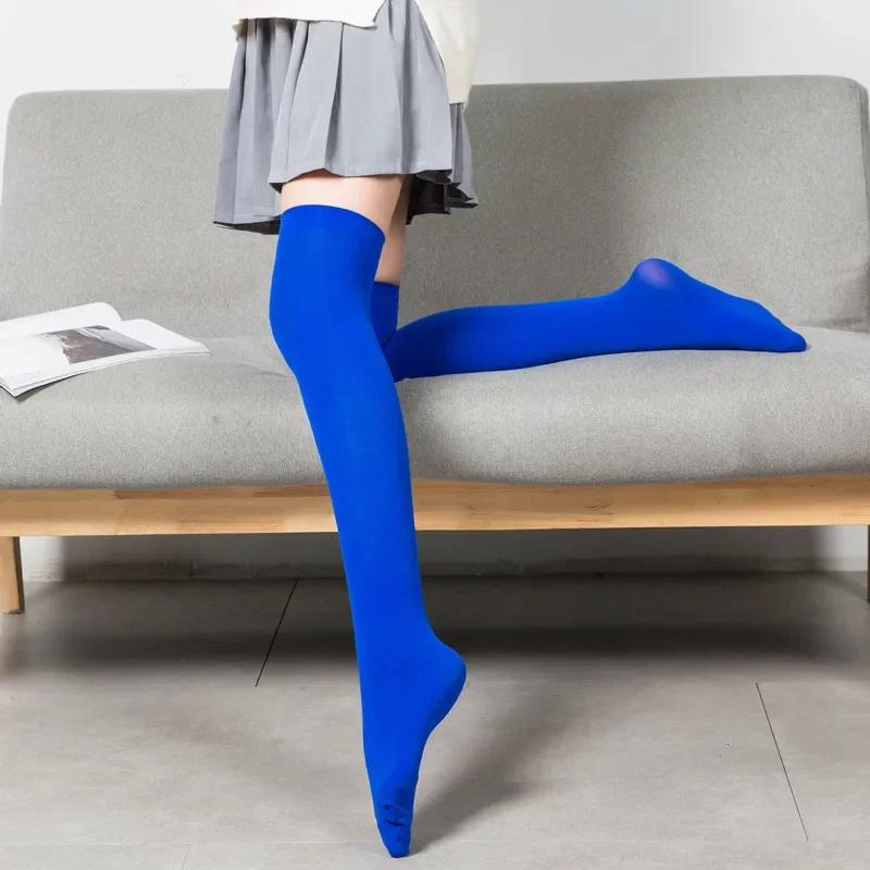 Sexy Black White Soild Color Long Socks Women Over Knee Thigh High Over The Knee Stockings Lolita Ladies Girls Warm Knee Socks