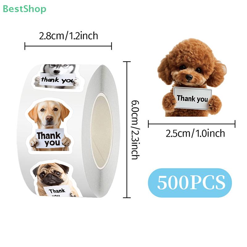 500Pcs Original Cat Thank You Sticker Sheets, Cute Dog Thank You Sign DIY Creative Gift Box Sealing Stickers