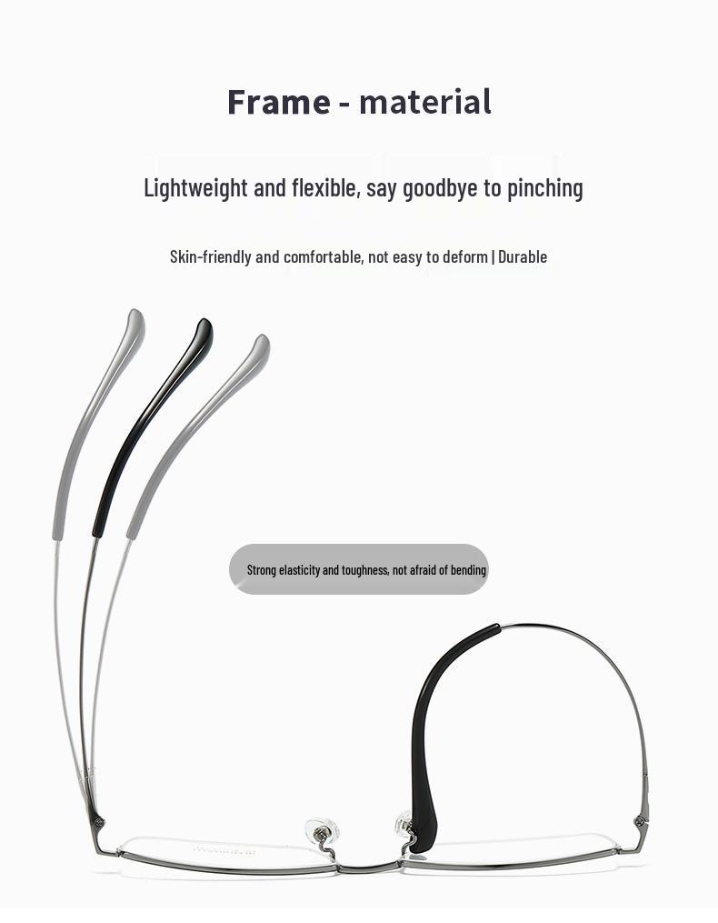 2024 Ultra-light Fashionable Square Semi-rim Titanium Blue Light Blocking Myopia Glasses