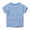 2-7Y New Boys T-shirt  Cartoon Excavator Embroidered Tees Little Kids blue stripe Short-sleeved T Shirts Tops Kids Clothings