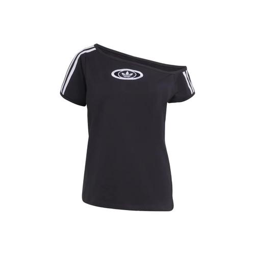 adidas T-shirt brand logo letter versatile short-sleeved black XL чёрный
