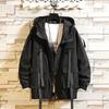 Mens Japanese Multi-Pocket Functional Jacket Hooded Loose Student Workwear Jacket