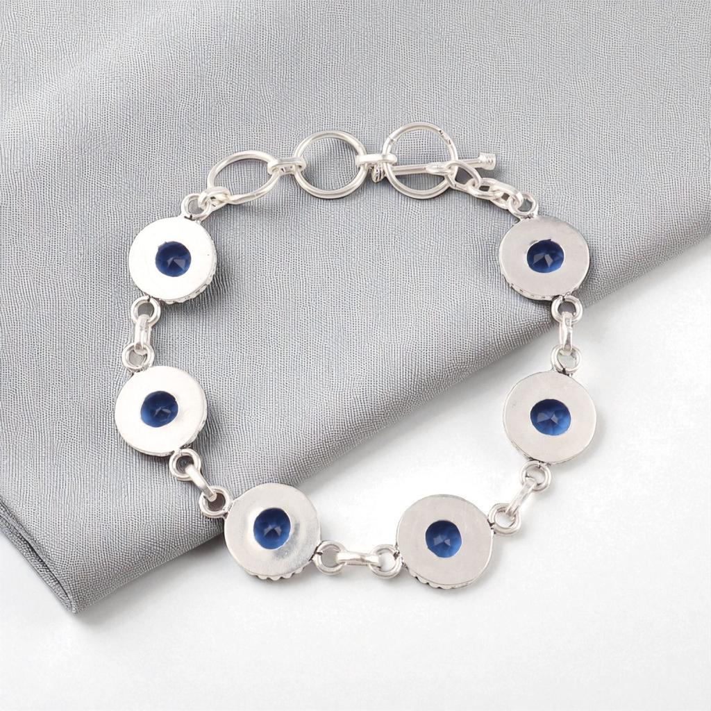 Tanzanite Gemstone 925 Sterling Silver Jewelry Women's Handcrafted Bracelet7-9" RB-17-6