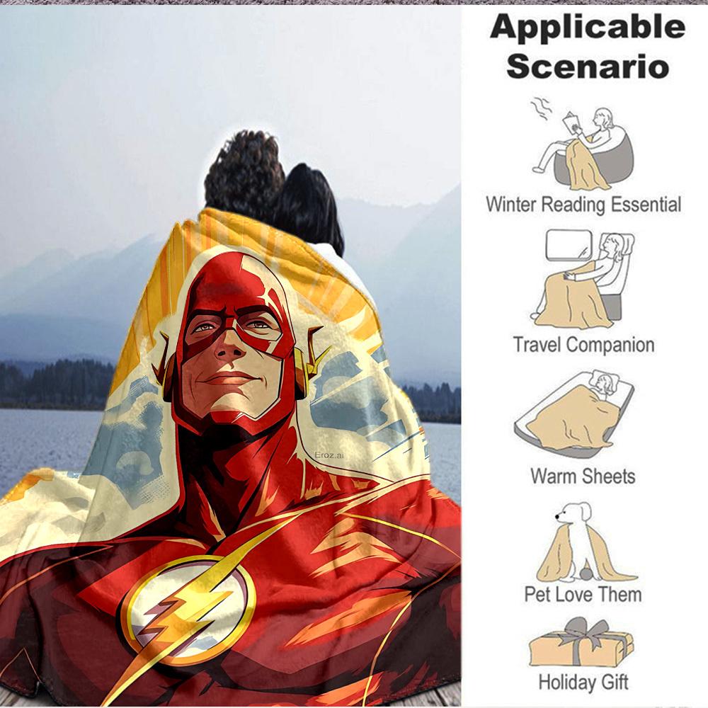 1pc Flash superhero Blanket Polyester Fiber, All Season Comfort for Sofa, Bed, Office, Car, Camping Ideal Home Decor & Gift, Office Comfort