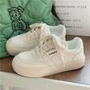 Casual Little White Shoes Autumn New Round Head Retro Lace-up Sports Shoes College Style Color Matching Thick Baseplate Shoes Women