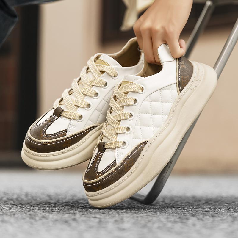 Luxury Brand Sneakers Lace Up Mens Fashion Shoes Genuine Leather Men Comfortable Casual Shoes New Non-Slip Male Skateboard Flats
