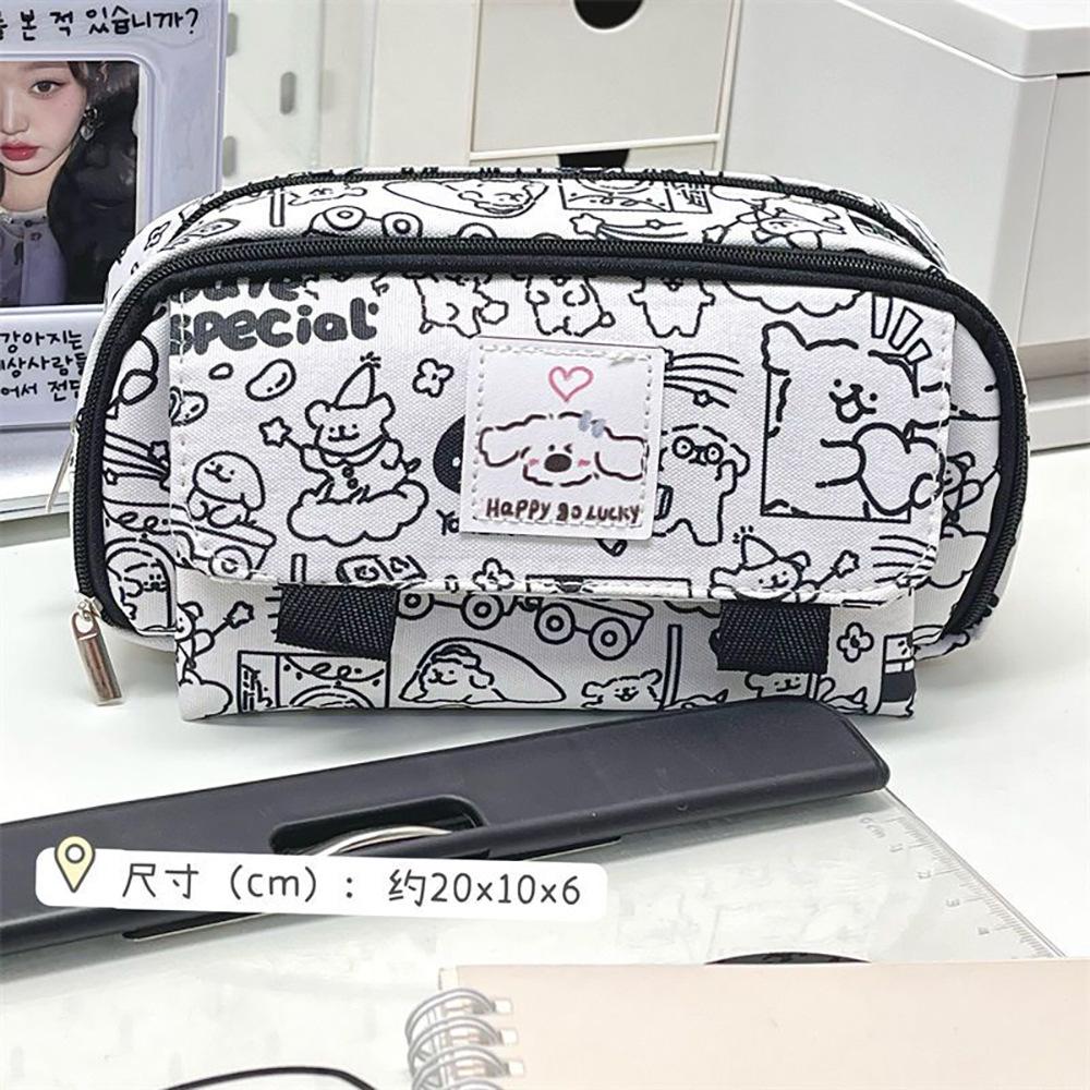 

INS Пенал Капибара Большой Милый Мультяшный Капибара Линия Собака Узор Сумка для Карандашей Органайзер для Канцелярии Сумка для Хранения Подарок для Студента белый