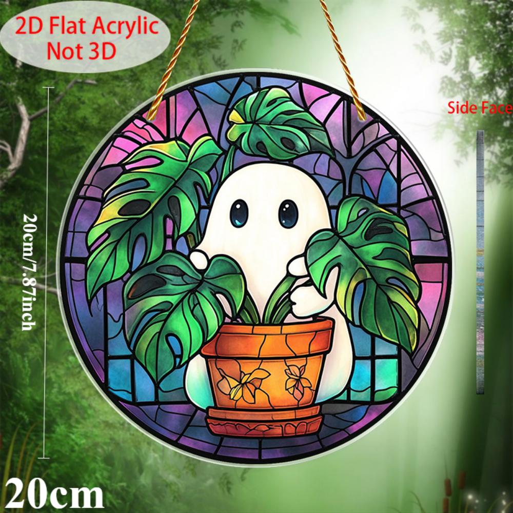 2D Flat Acrylic Halloween Ghost Pendant for Windowsills, Porches, Courtyards, Gardens, Offices, Bars, Coffee Shops, Farmhouses and Room Decorations