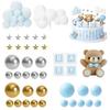 38 Stück Blauer Bär Kuchen Dekorationen Teddybär Sterne Wolken Gold Silber Schaum Junge Mädchen Geburtstag Gender Reveal Party Kuchen Dekoration