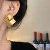 Real gold electroplated brushed rhombus earrings, European and American niche cold wind earrings, fashionable and high-end temperament earrings.